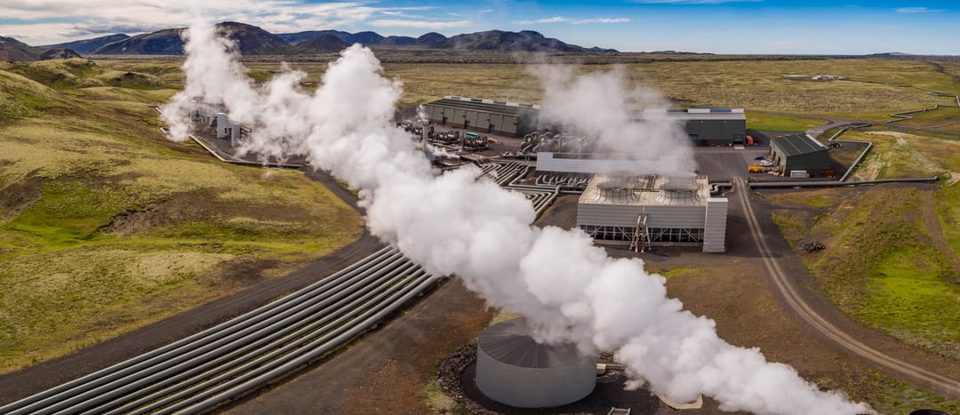 steam coming from a geothermal energy plant in Iceland