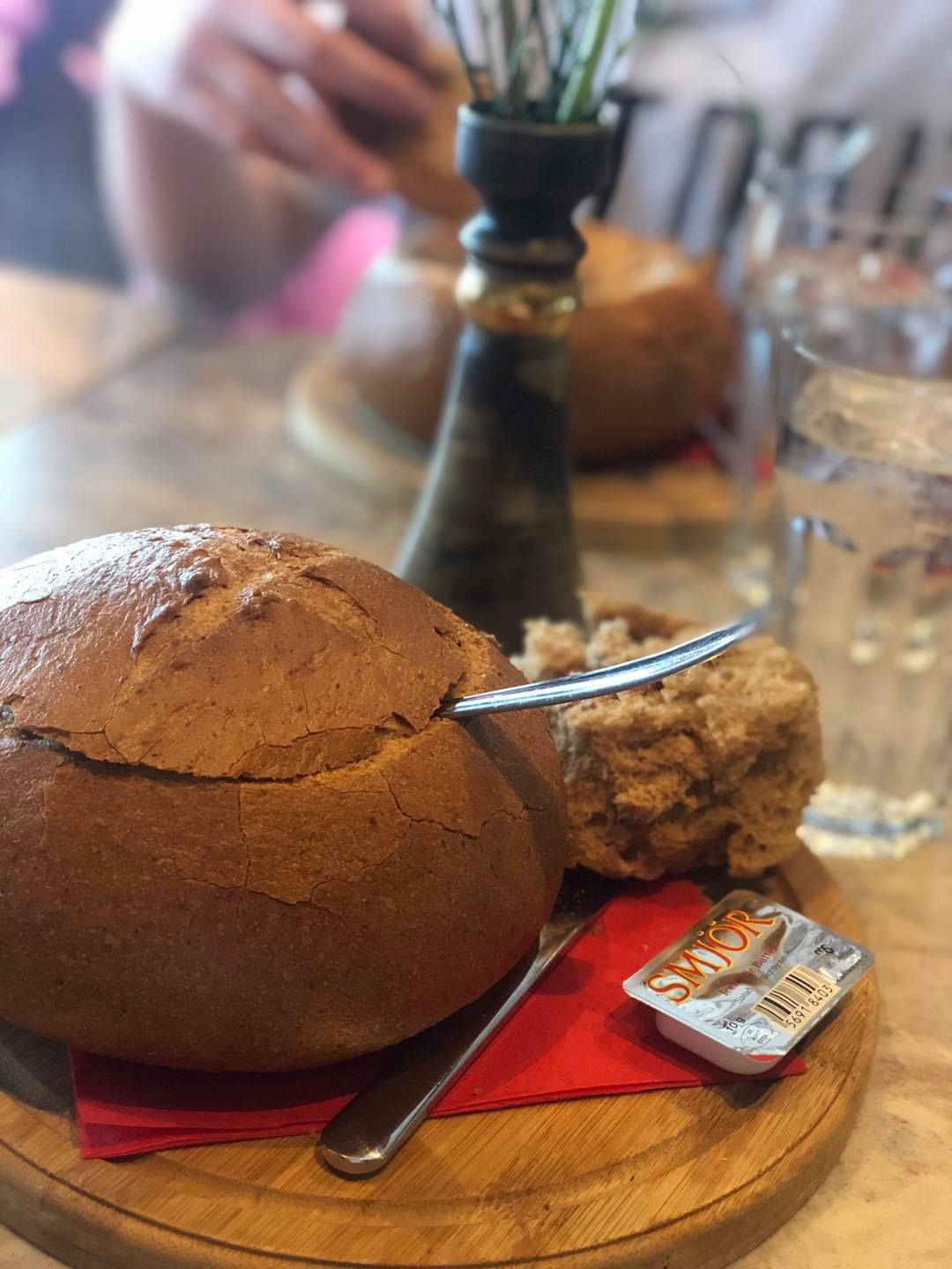 Svarta Kaffið soup in a bread bowl