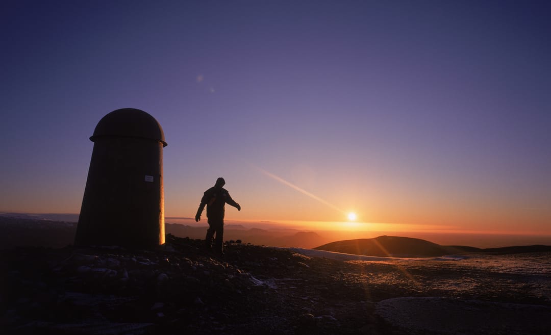 A person hiking Búrfell 