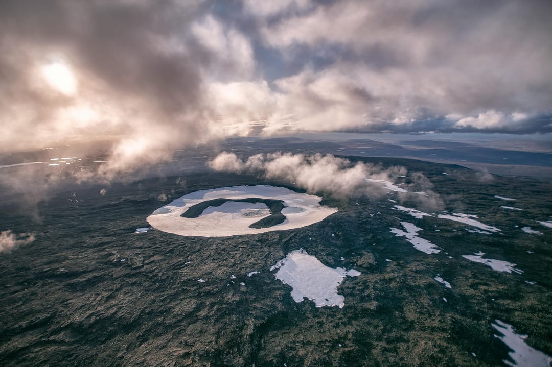 an areal view of the ok glacer