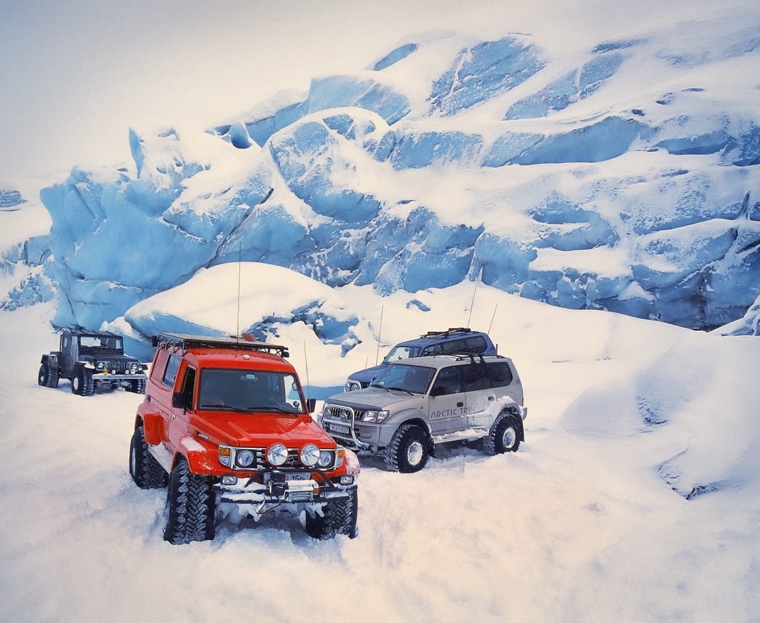super jeep trucks on dyngjujökull glacier