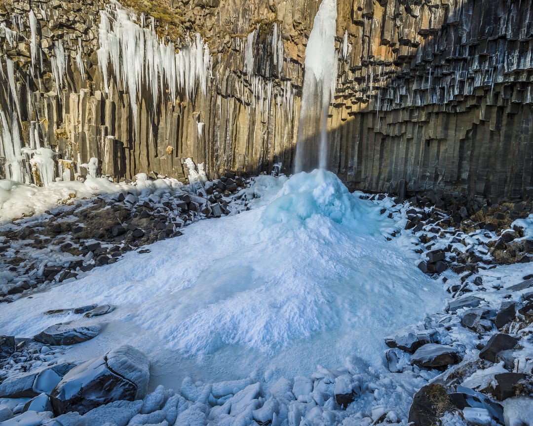 Svartifoss Waterfall in Winter