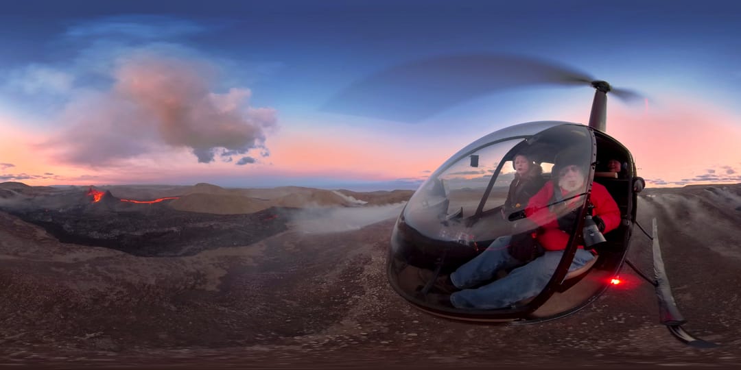 Helicopter ride to volcano