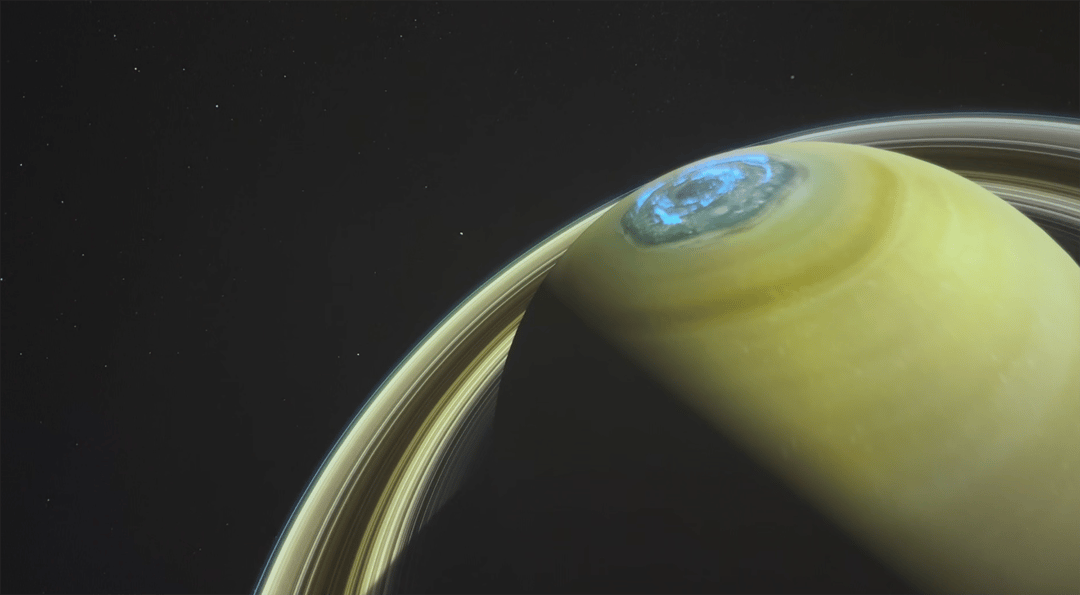 Saturn Auroras as depicted in the Perlan Museum film Arora