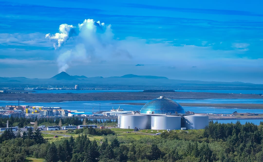 Perlan museum with Mount Keilir in the background