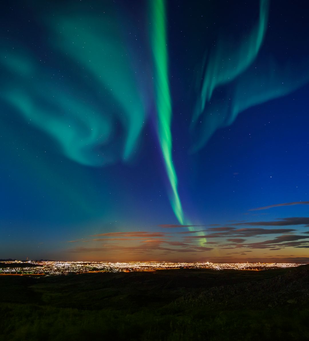 Green Northern Lights in Iceland