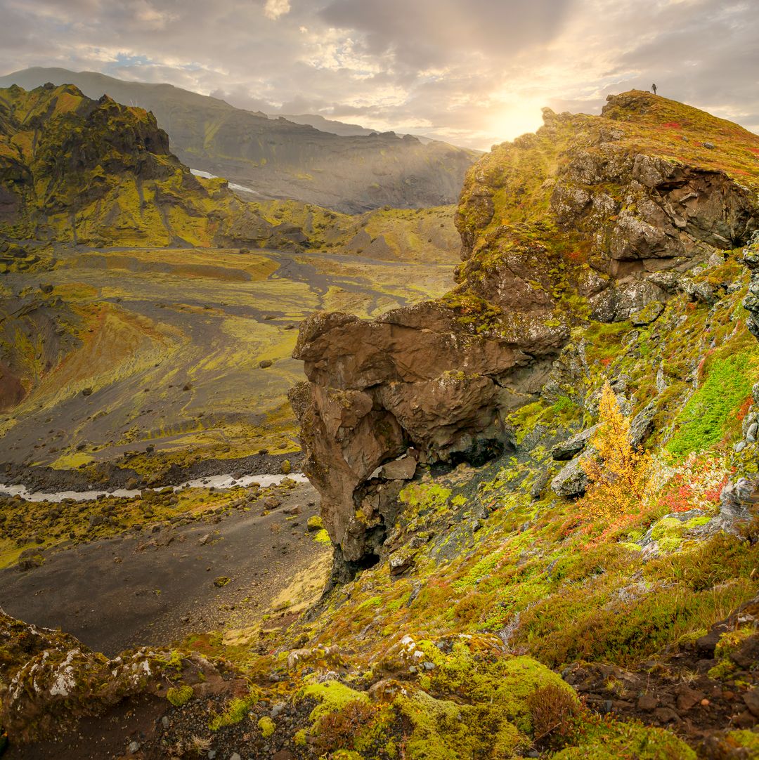 A green valley in Þórmörk