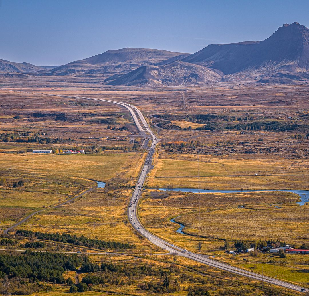 Road that leads to Bláfjöll in the summer