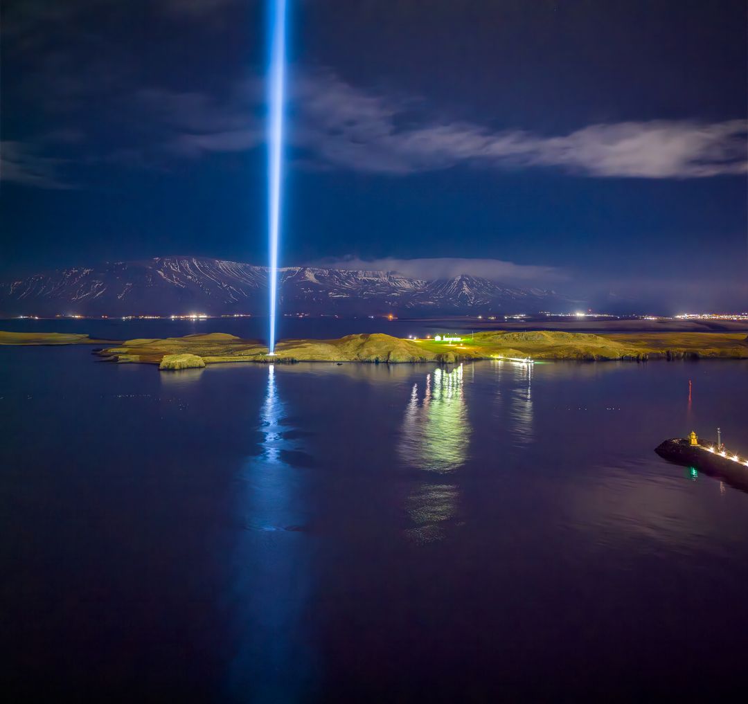 Imagine Peace Tower in Reykjavik in October
