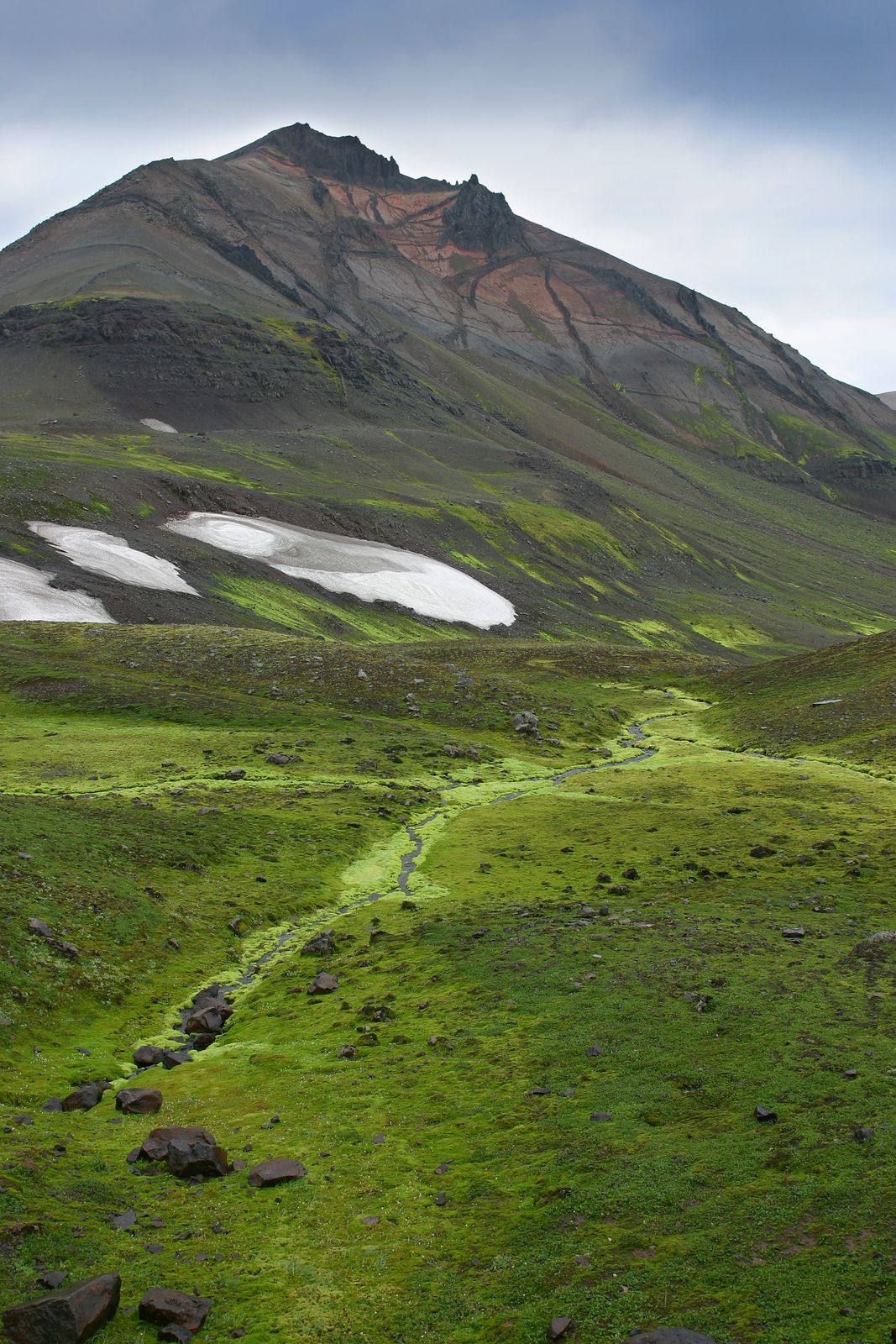geology dike in a green hill