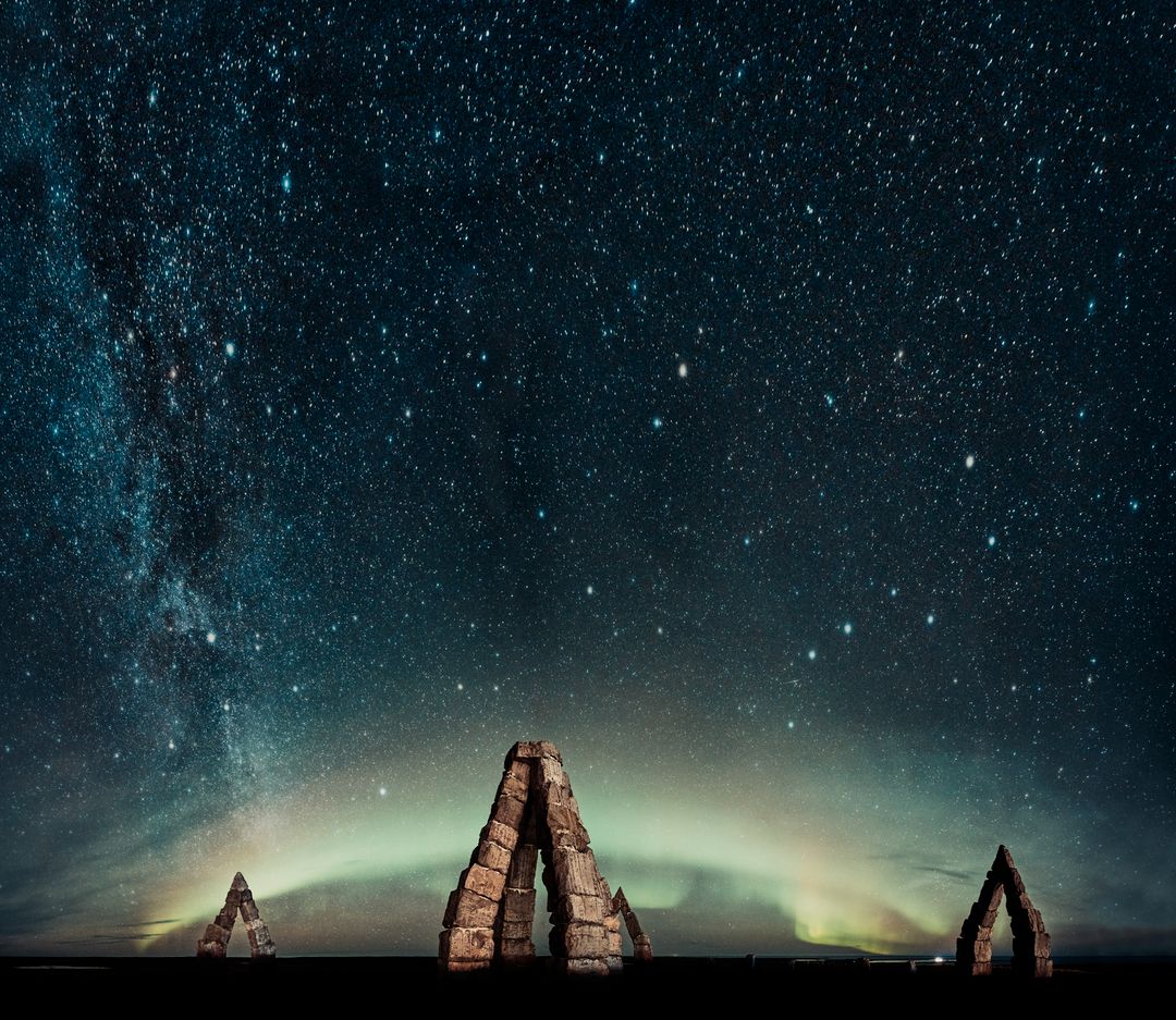 Northern lights and stary sky in Iceland