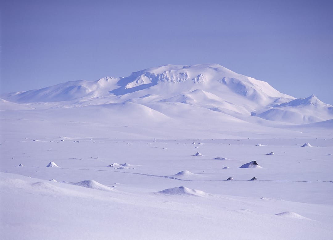 Snow covered Snæfell mountain in Iceland