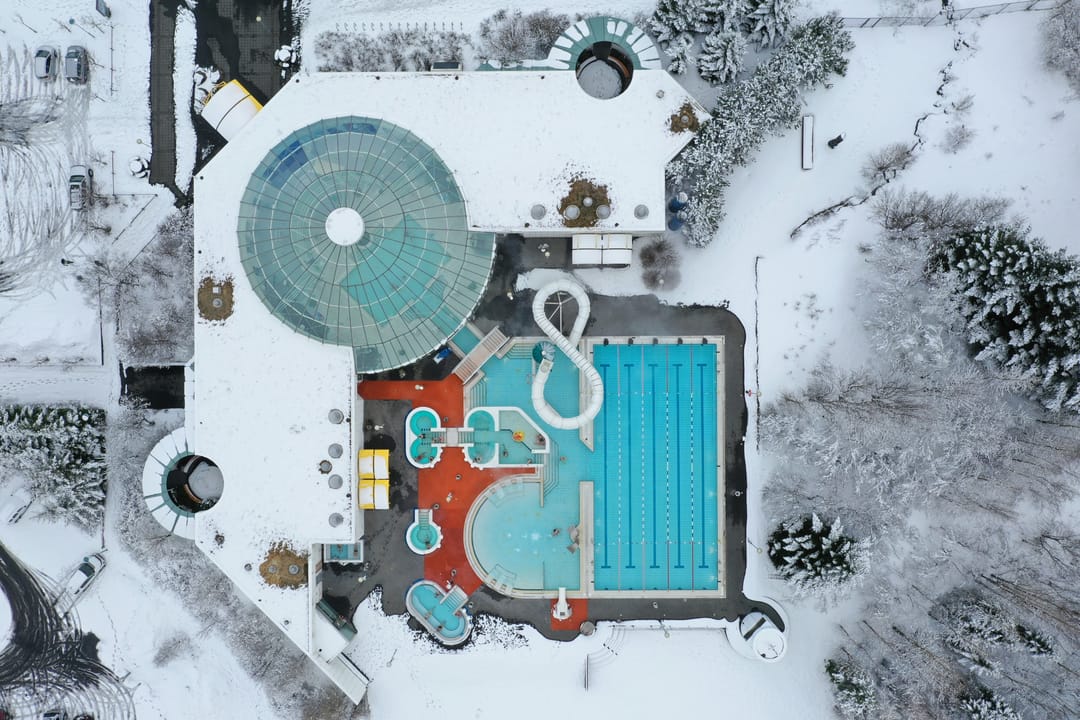 Geothermal Arbær Pool In Reykjavik in December