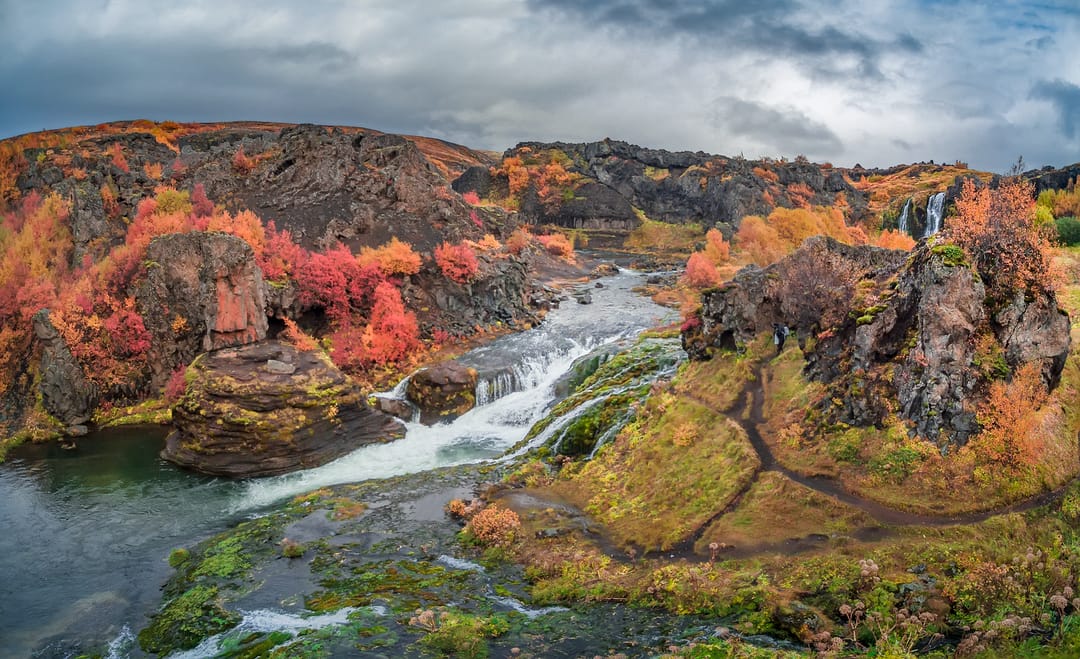 Gjain in Thjorsardalur in autumn with stunning colors