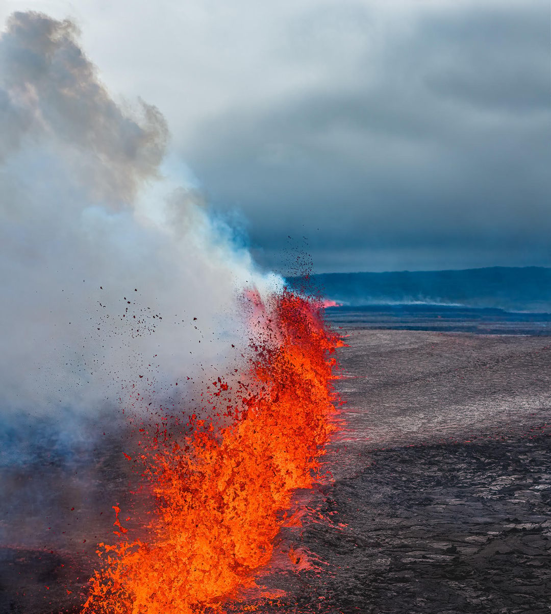 A closeup of the lava at Sundhnúkagígarröð eruption in July 16, 2025