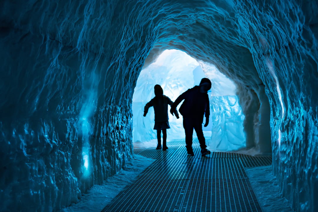 kids in ice cave in reykjavik