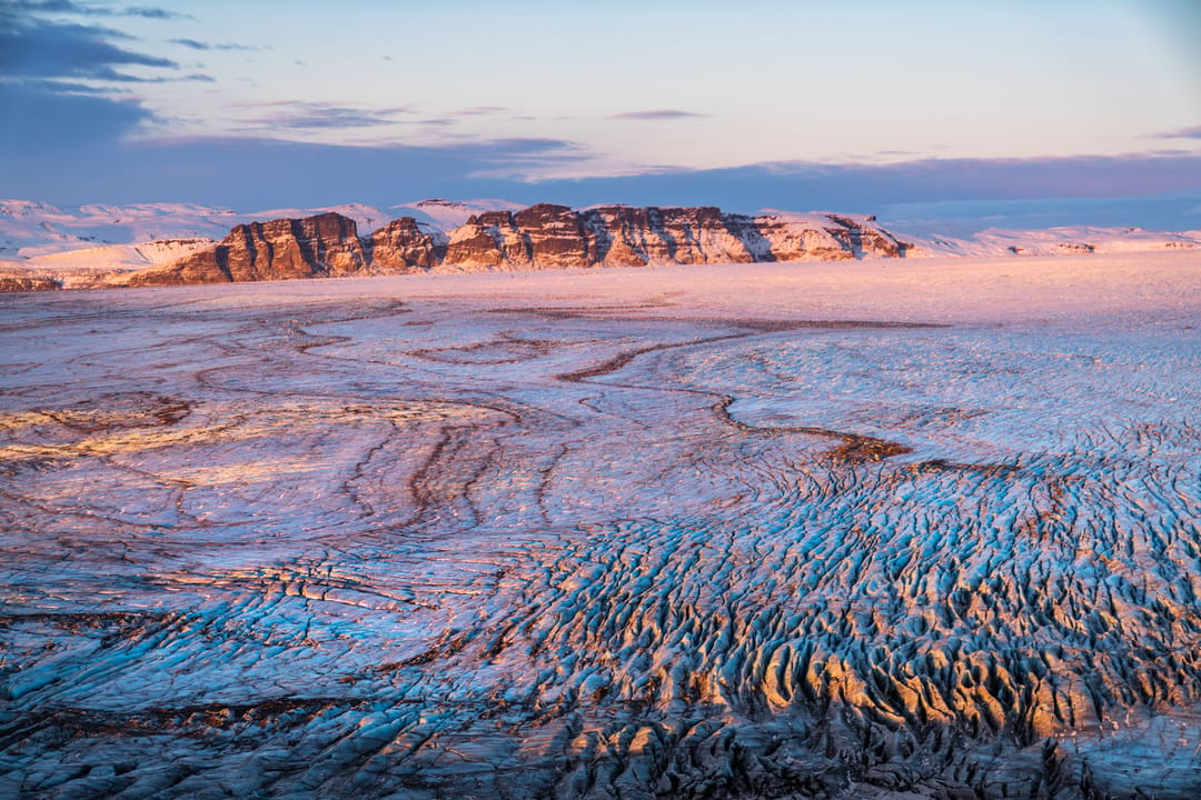 sunset at Skeiðarárjökull Glacier