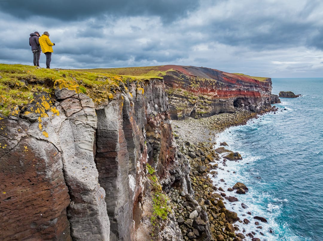 Tourists near the cliffs in Krýsuvík