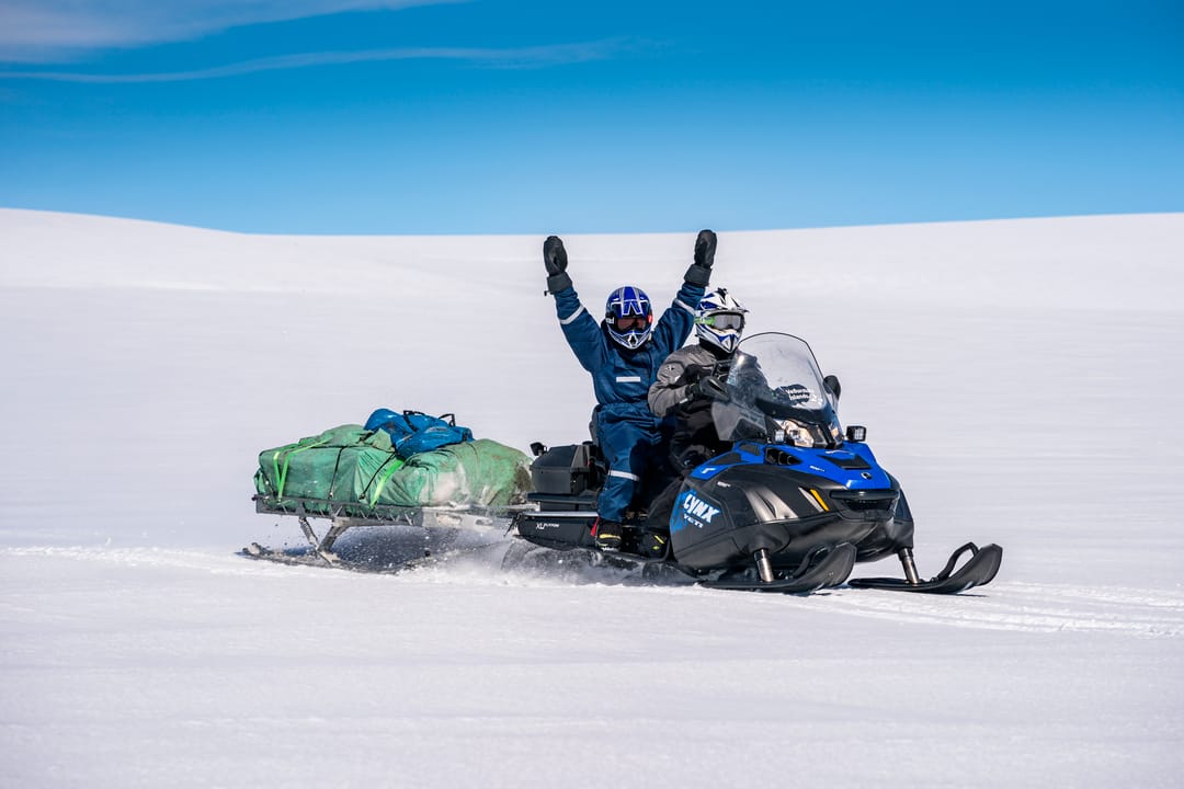 Snowmobile trip on a glacier