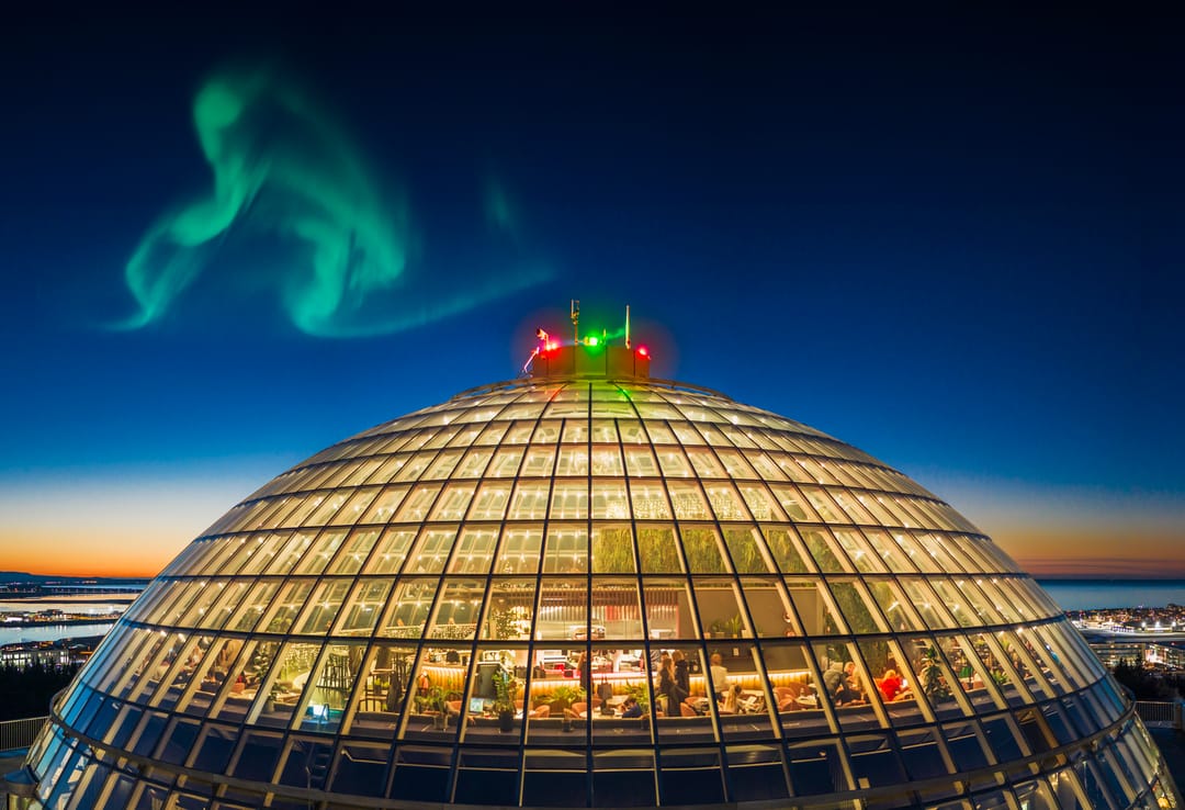 Northern Lights Above Perlan in Reykjavik