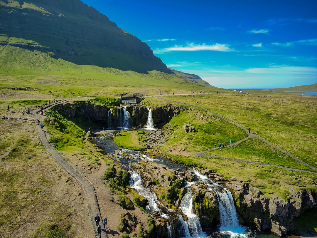 Kirkjufellsfoss Waterfall in summer