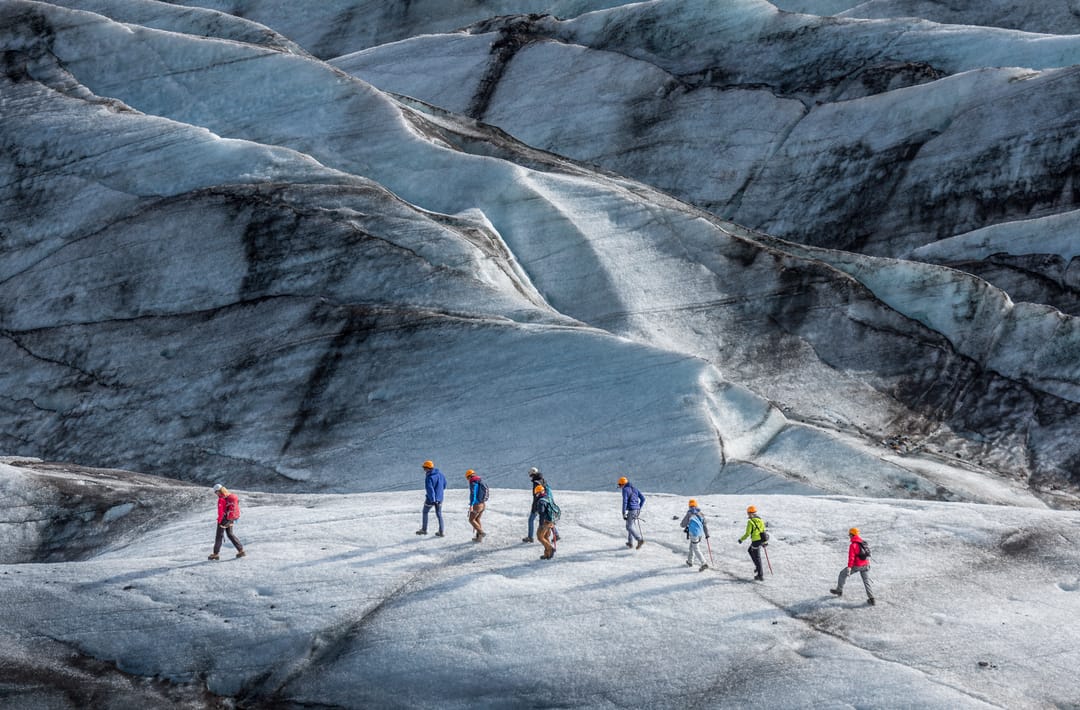 Hiking Svinafellsjökull with a trained glacier guide