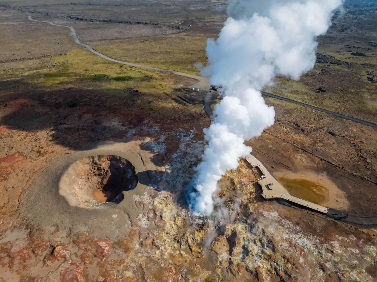 Aerial view of Gunnuhver and its geothermal landscape