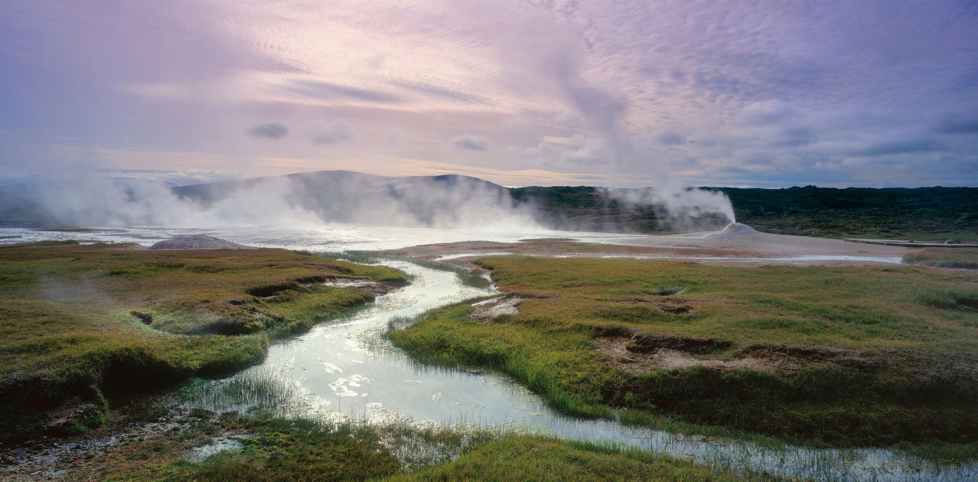 Hveravellir during summer with lush greenery