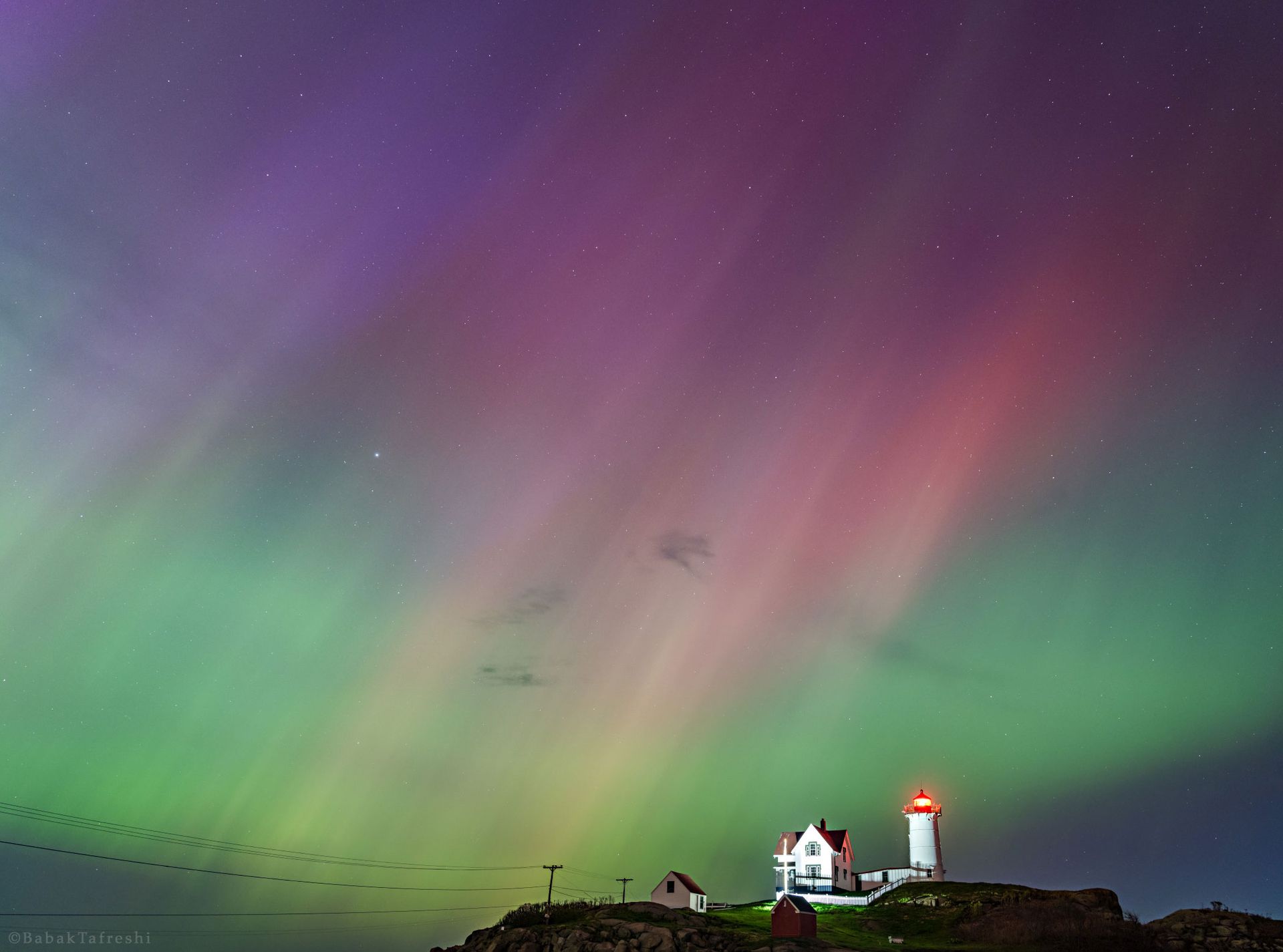 Red, green and purple northern lights