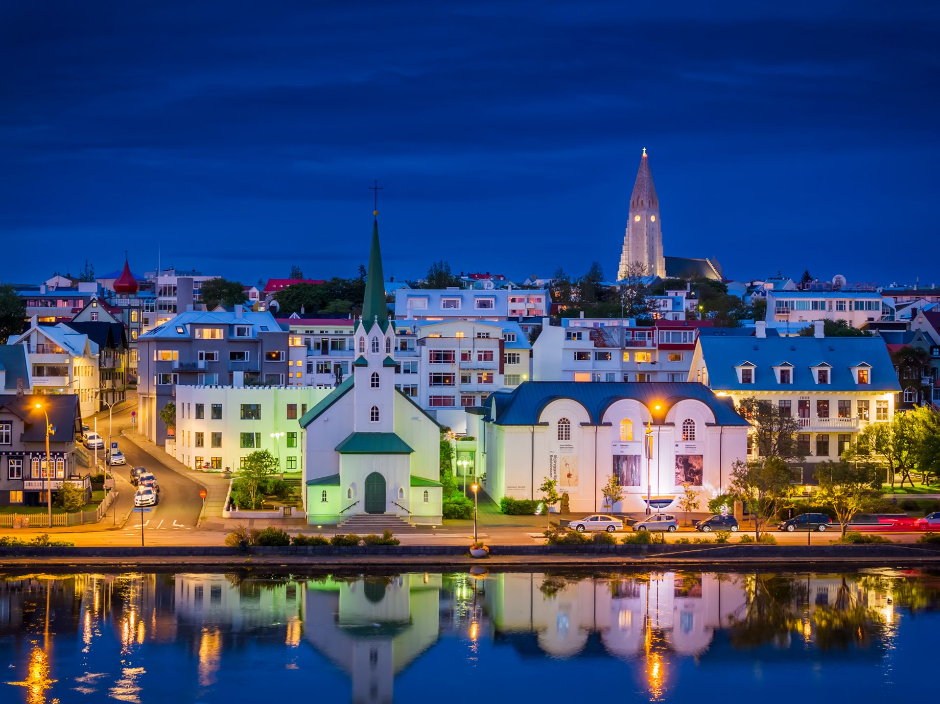 View of Reykjavik at night