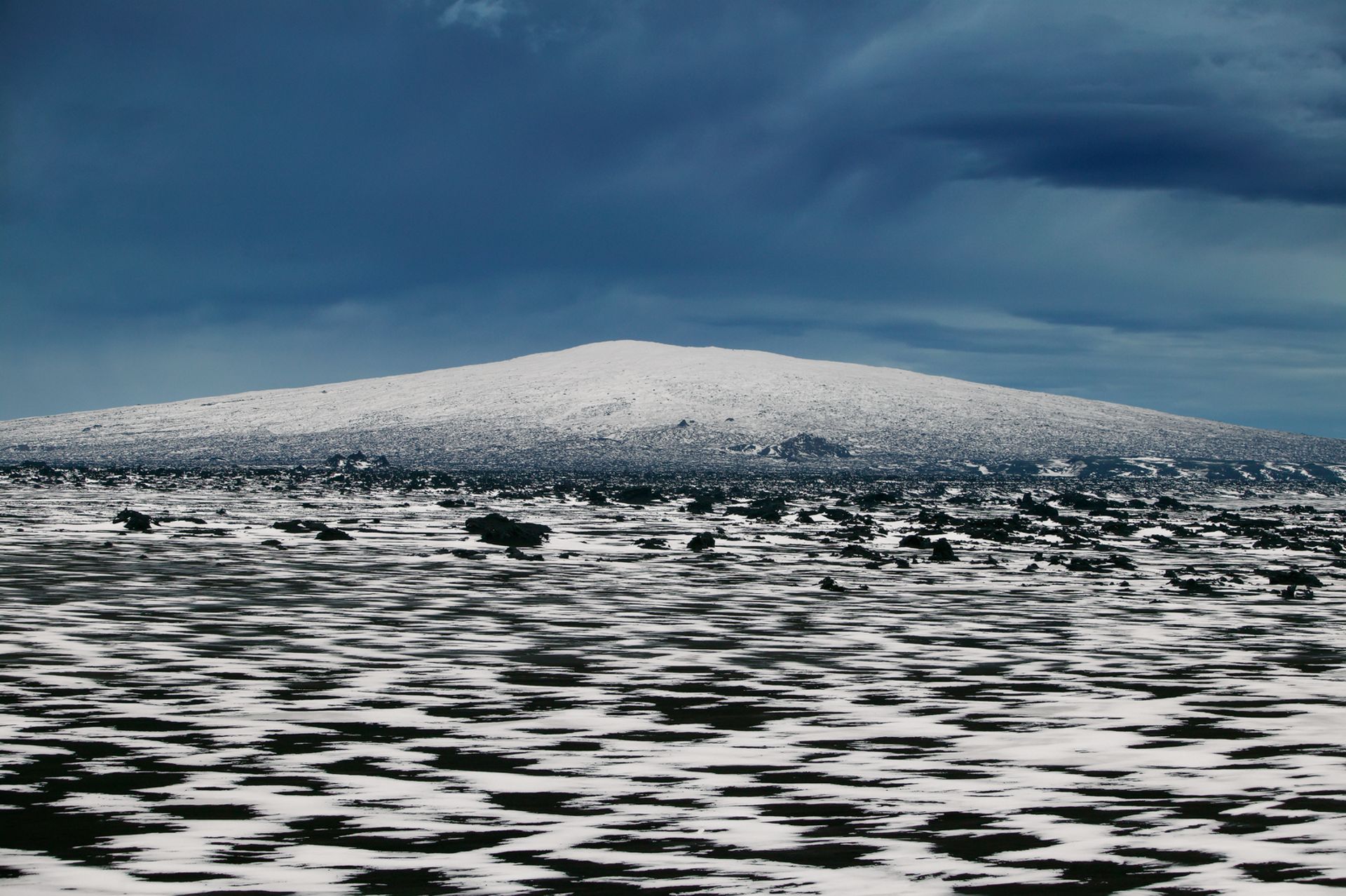 shield volcano in snow 