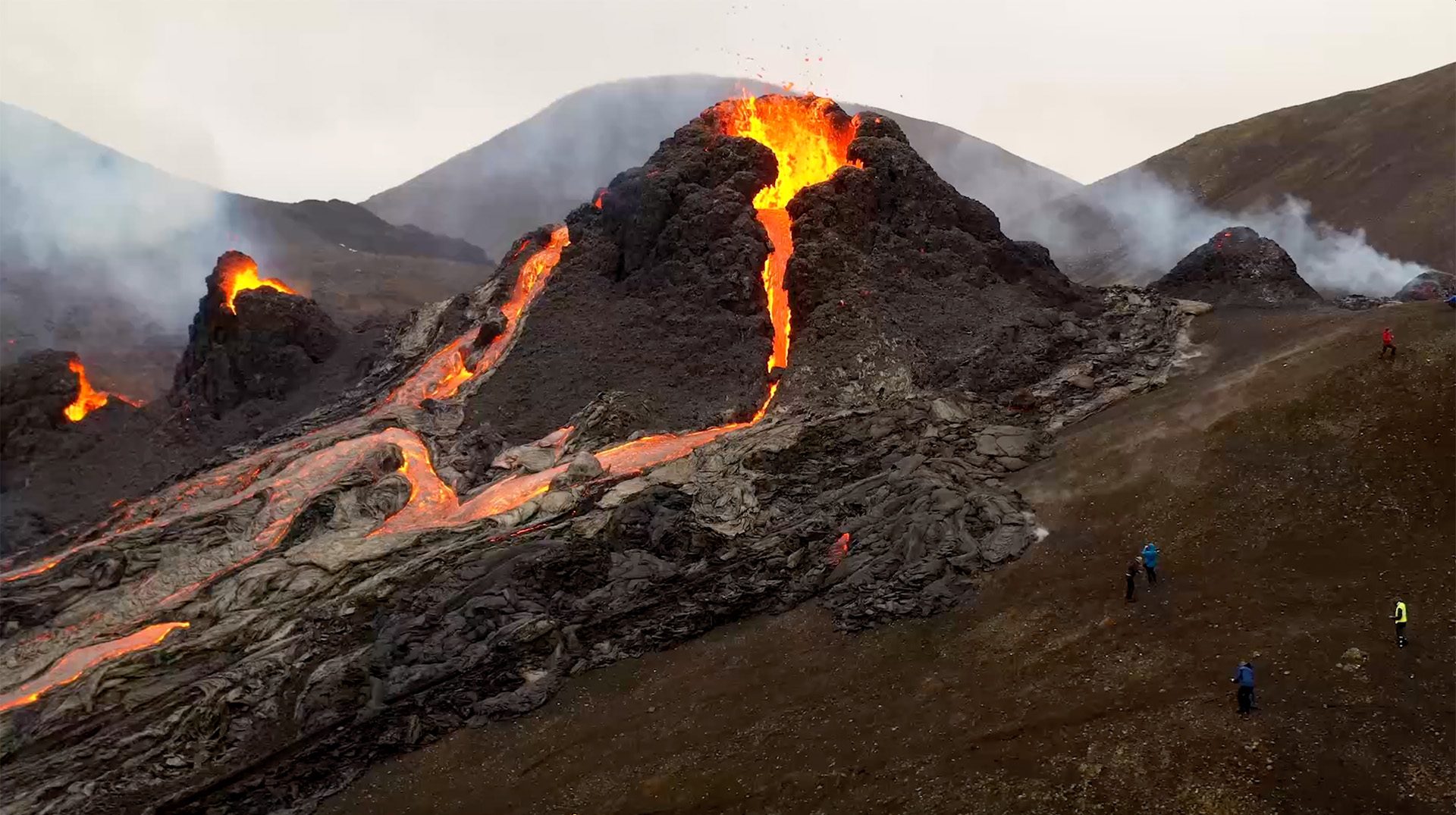 Glowing lava from Perlan’s Volcano Show