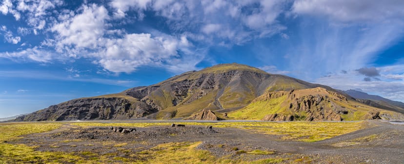 Þórólfsfell in iceland in the summer, the whole hill