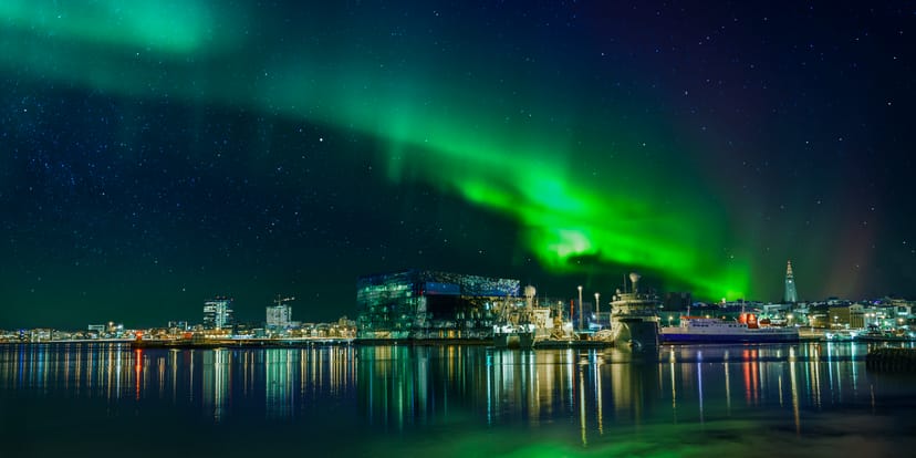 Northern lights over Reykjavik