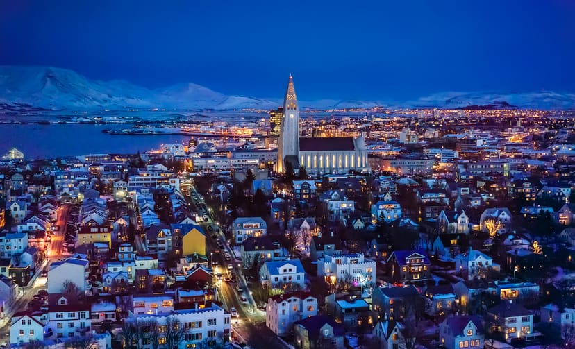 Reykjavik city during evening