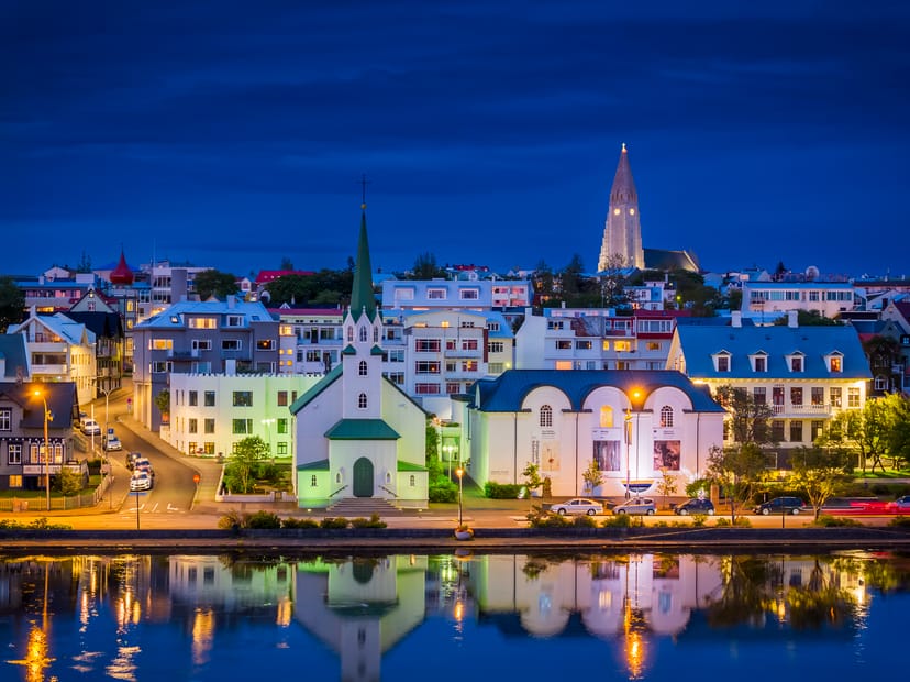 View of Reykjavik at night
