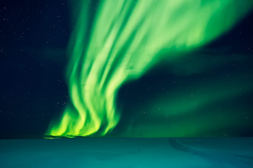 Green Northern Lights in Iceland