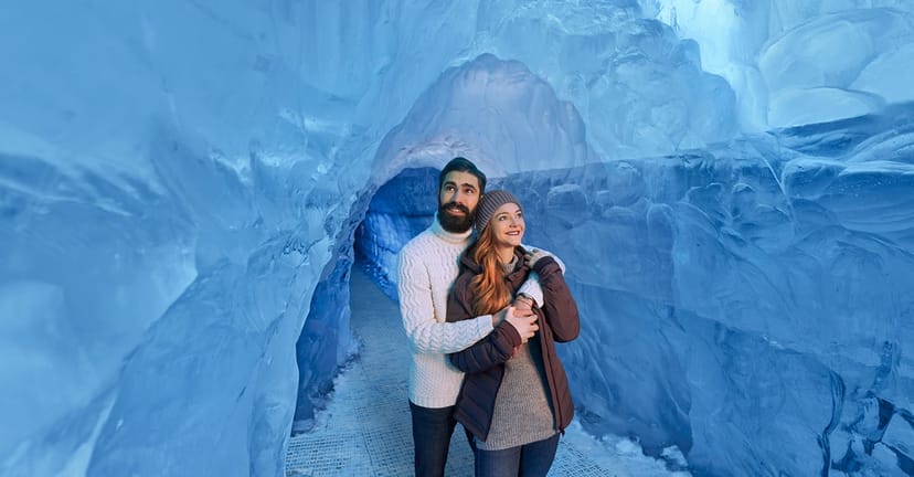 Couple in Perlan ice cave