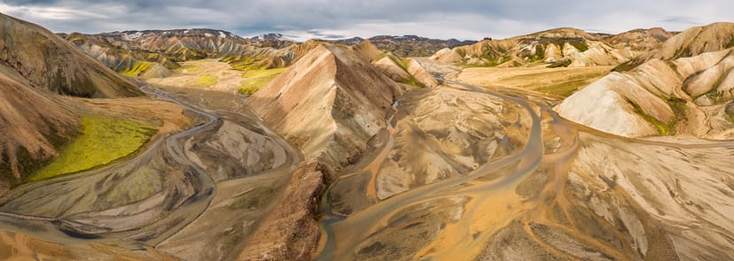 Landmannalaugar aerial view in the summer