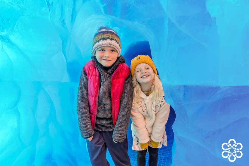 Kids in Perlan Ice cave