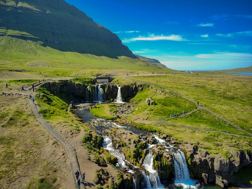 Kirkjufellsfoss Waterfall in summer