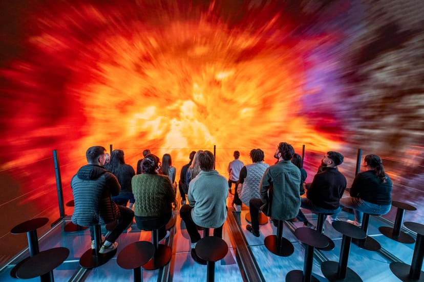 group of people in the immersive volcano experience in reykjavik iceland